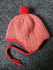 Polarn O Pyret Scandi Red White Knit Bobble Hat Bonnet 4 9 Months