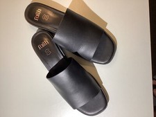 Faith Black Leather Mules New Unworn  Heel Height 2cm Boxed   UK 7.. EU 40