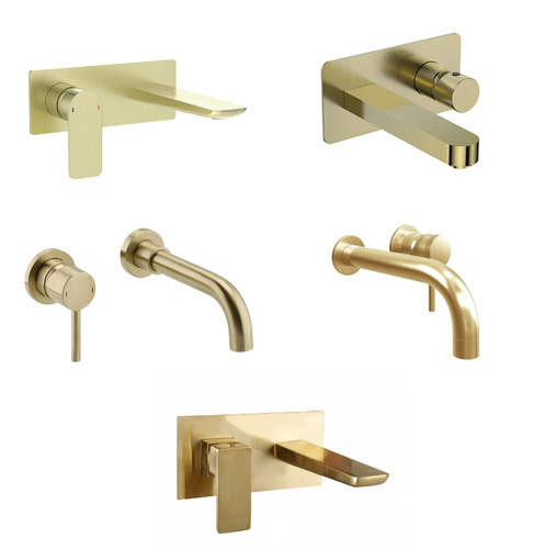 Brushed brass basin mixer - brass,
