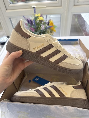 Adidas white and brown spezial - and,