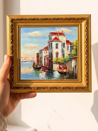 Venice canal gondola - venice, oil