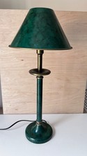 Vintage Table Lamp Rare Unique / Unusual With Olive Green Paint Fully Working
