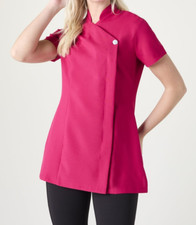 Ladies Hot Pink Beauty Tunic Size 6 8 One Button Salon SPA Work-wear Uniform Top