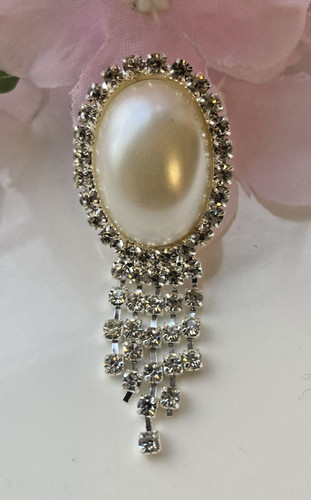 Silver tone oval - tone, faux