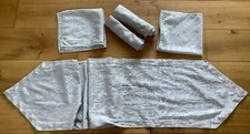 Ralph Lauren set of 4 silver patterned napkins and matching table runner, used