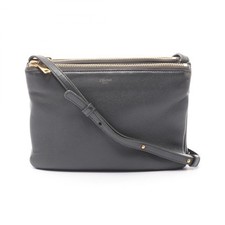 CELINE Trio Small crossbody Shoulder Bag 192033 leather Gray Used Women GHW