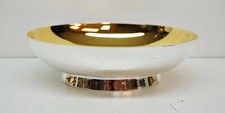 BOWL / DISH PATEN SILVER AND GOLD PLATED - HAMMERED FINISH  (COMMUNION) 6 3/4"