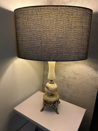 Antique brass and onyx table - brass,