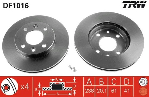 Brake disc trw df1016 - brake,