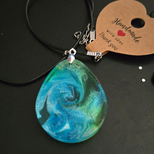 Handmade blue green resin - &,