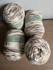 Aldi So Crafty Rainbow Yarn Taupe/ Cream Mix 4 x 100g Cakes 80% Acrylic 20% Wool
