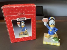 Vintage Disney Schmid Collection - Donald Duck Holding Stop Sign Turtle Figure