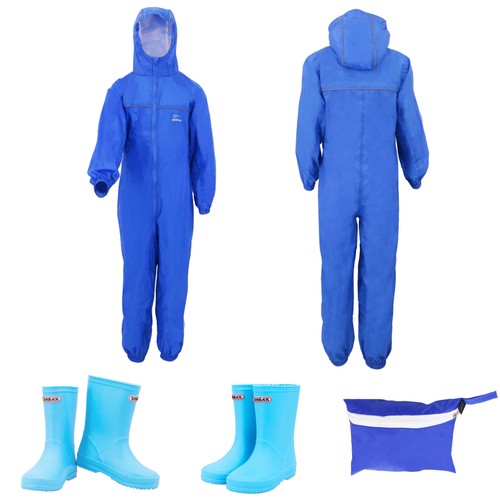 Zorax blue kids rain suit - blue,