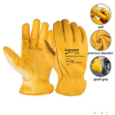 Yellow Leather Gardening Gloves Thorn Proof Garden Work Driver Safety Glove
