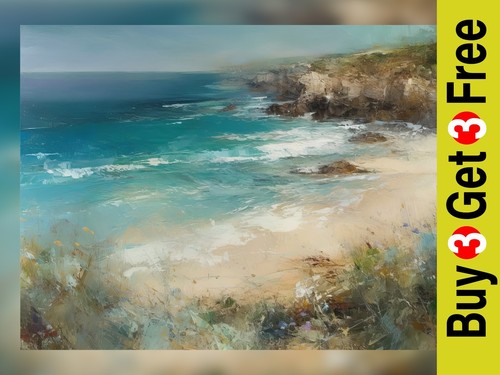 Beach and sea cove oil - and,
