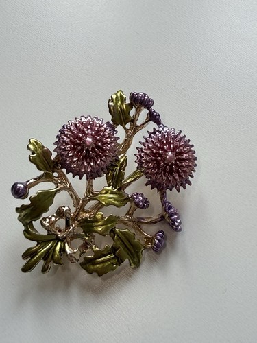 Purple thistle brooch gold - purple,
