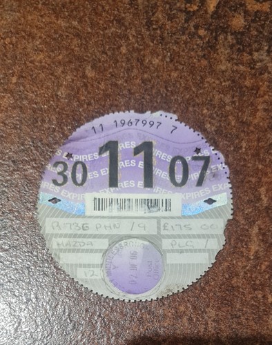 Car tax disc 2007 - 11,