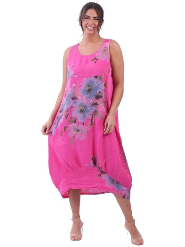 Italian floral linen dress - italian,