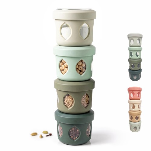 Stackable snack pots - snack, lids