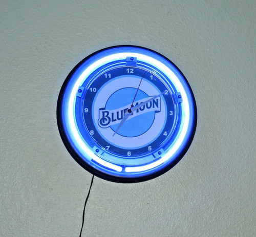 Blue moon neon clock - blue,
