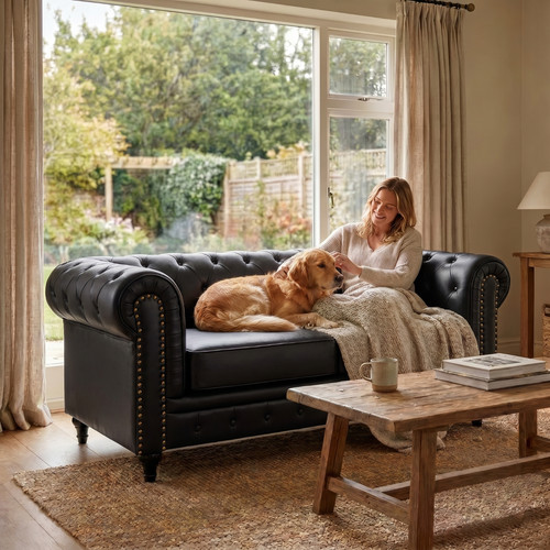 Faux leather chesterfield - faux,