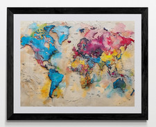 World Map Framed Canvas