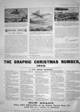 Old Antique Print 1908 Helicopter Monoplane Airship Ship Zeppelin France 20th