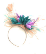 BESPOKE Peach Pink Turquoise Lilac Purple Fascinator Headband Wedding Race