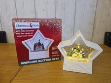 christmas swirling glitter star snowman snow globe light up timer function