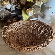 Vtg Oval Handled Woven Willow