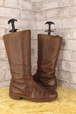 VINTAGE 60'S BROWN LEATHER SHEEPSKIN WINTER NANNY BOOTS SIZE 6.5 / 39.5 MOORLAND