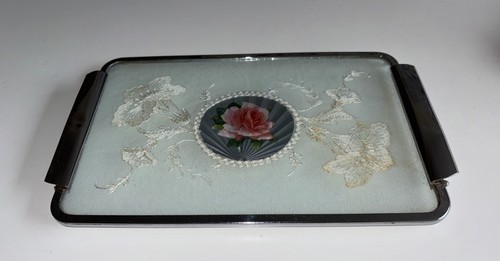 Vintage lace inset glass - vintage, petit