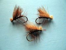 3 x ELK HAIR CADDIS DRY FLIES Sizes 10,12,14,16 Available