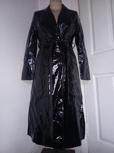 Vintage black pvc trench coat - vintage,