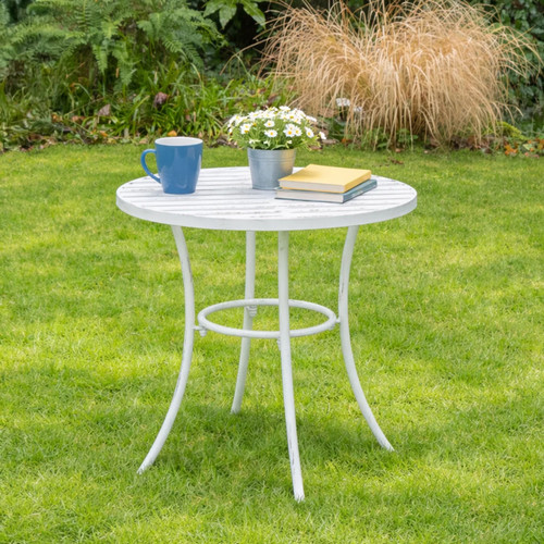 Round distressed white garden - round,