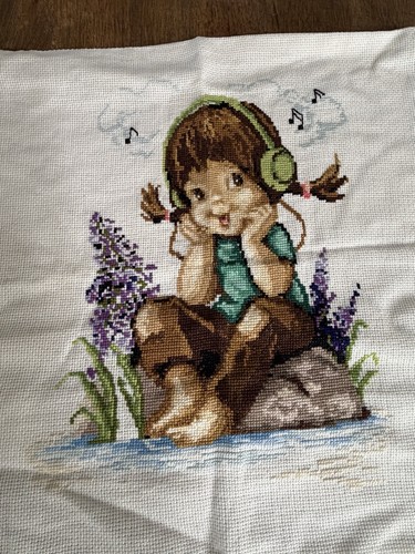 Hand made cross stitched - made,