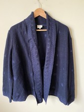 East boiled wool Jacket Cardigan medium embroidery blue Lagenlook