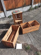  Wooden vintage Crate Boxes Storage Apple Fruit Box Crates originals x3