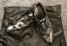 Chunrun Men's Smart Paintent Shoes Unique Lace-Up, Size UK 7, Grey And Black.