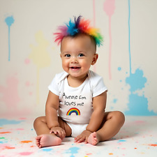 PERSONALISED unisex baby clothing rainbow vest babygrow baby shower RAINBOW BABY