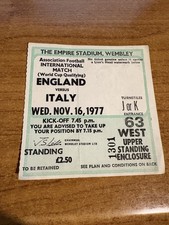 TICKET: ENGLAND v Italy (World Cup Qualifier) 1977 