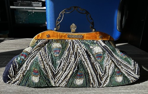 Antique vintage beaded bag - antique,