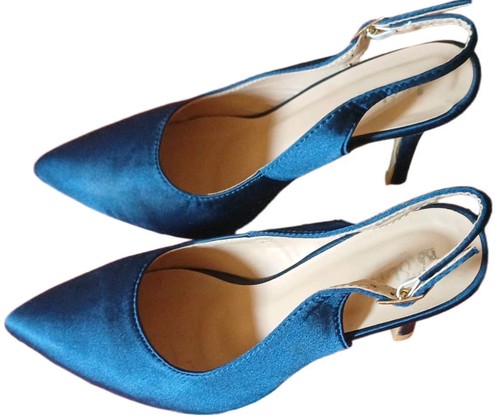 Teal blue satin pointed toe - teal,