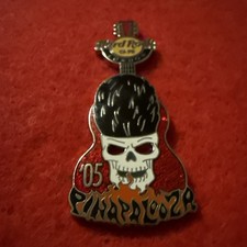 Hard Rock Cafe- London.  Skull with Bearskin Hat Guitar Pin. Limited Edition 300
