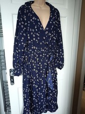 Influence Size 18 Navy Flower Print Wrap Look Dress Long Sleeved