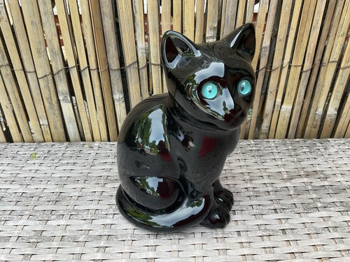 Vintage black ceramic cat - vintage,