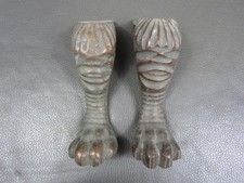 Pair antique large bronze or brass paw claw feet - furniture parts