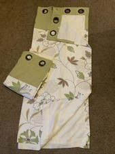 100 Cm Across X 130 Cm Drop Pair Of Green Curtains Eyelet Lined