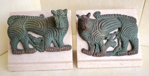 Pair vintage tiger - pair, bookends