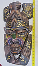 HUGE  21" CARVED BEADED WOODEN